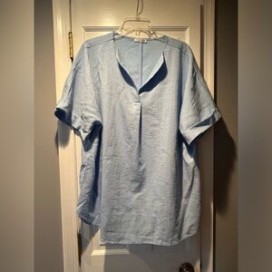 Women’s IN’VOLAND Blue Short Sleeve Blouse Sz 18W